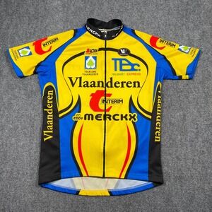Eddy Merckx‎ Flanders Cycling Jersey Mens Short Sleeve Yellow Blue